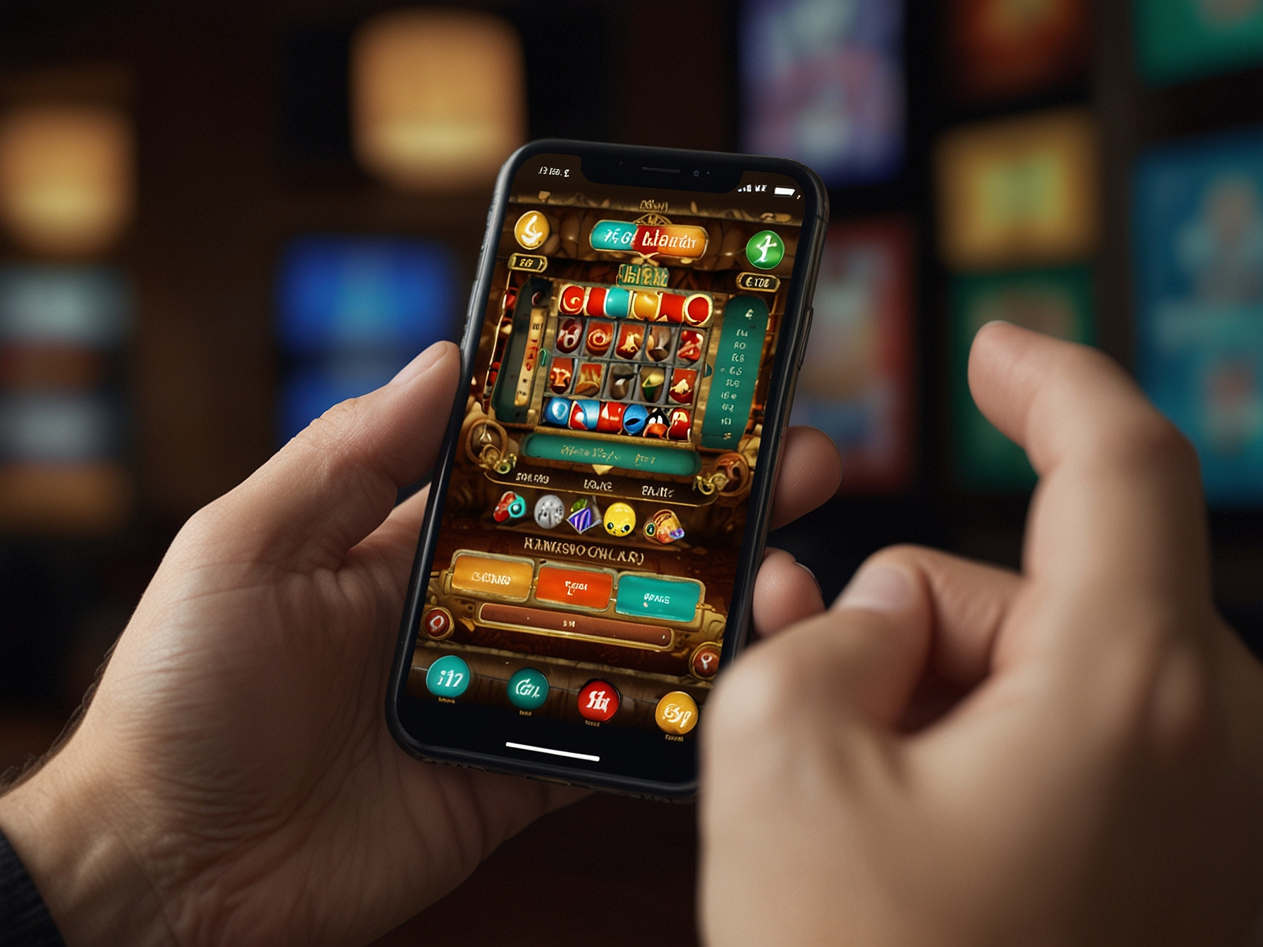 Mobile app interface showcased on phone