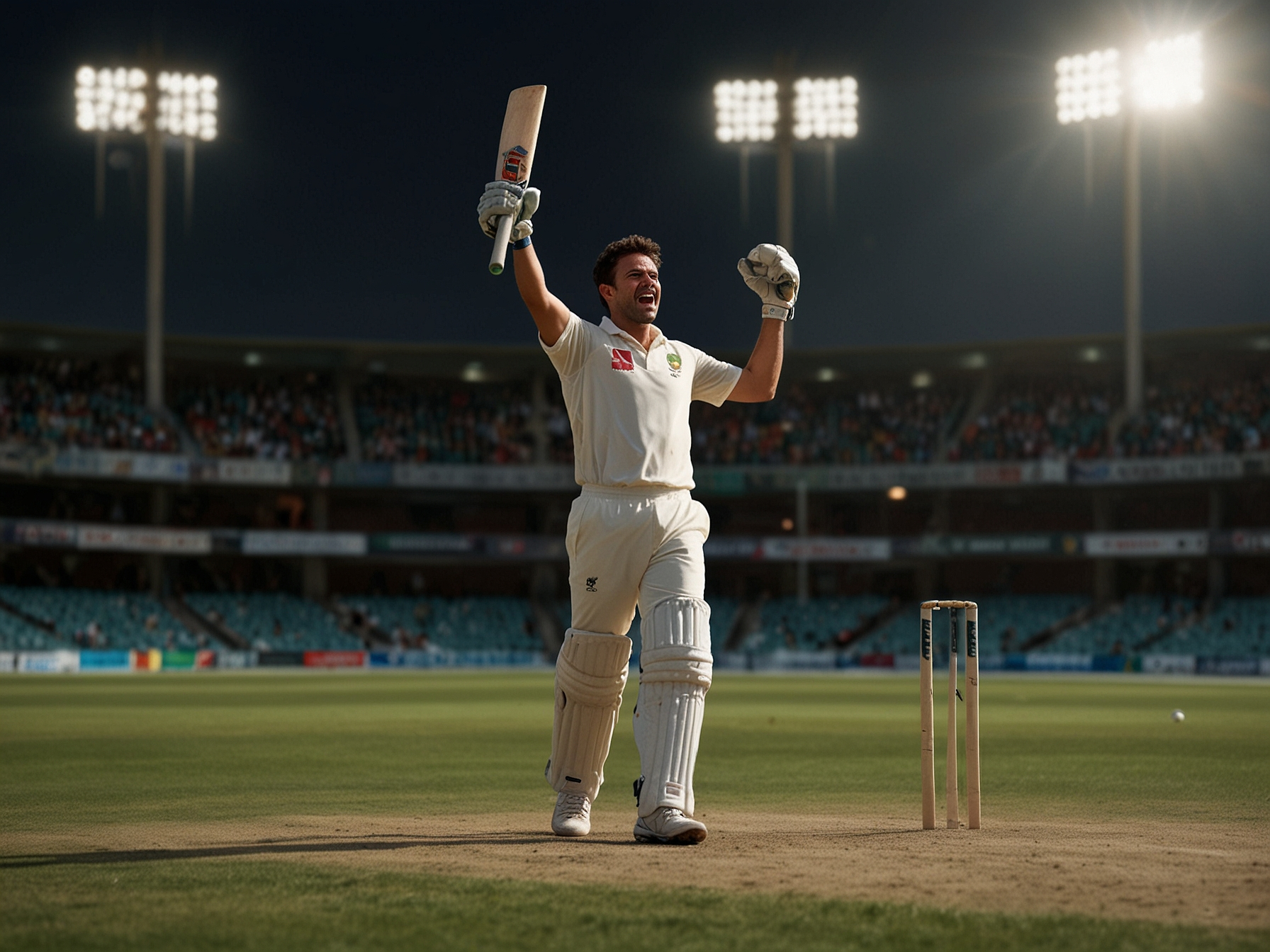 Confident cricket player celebrating a victory representing sports betting and casino energy