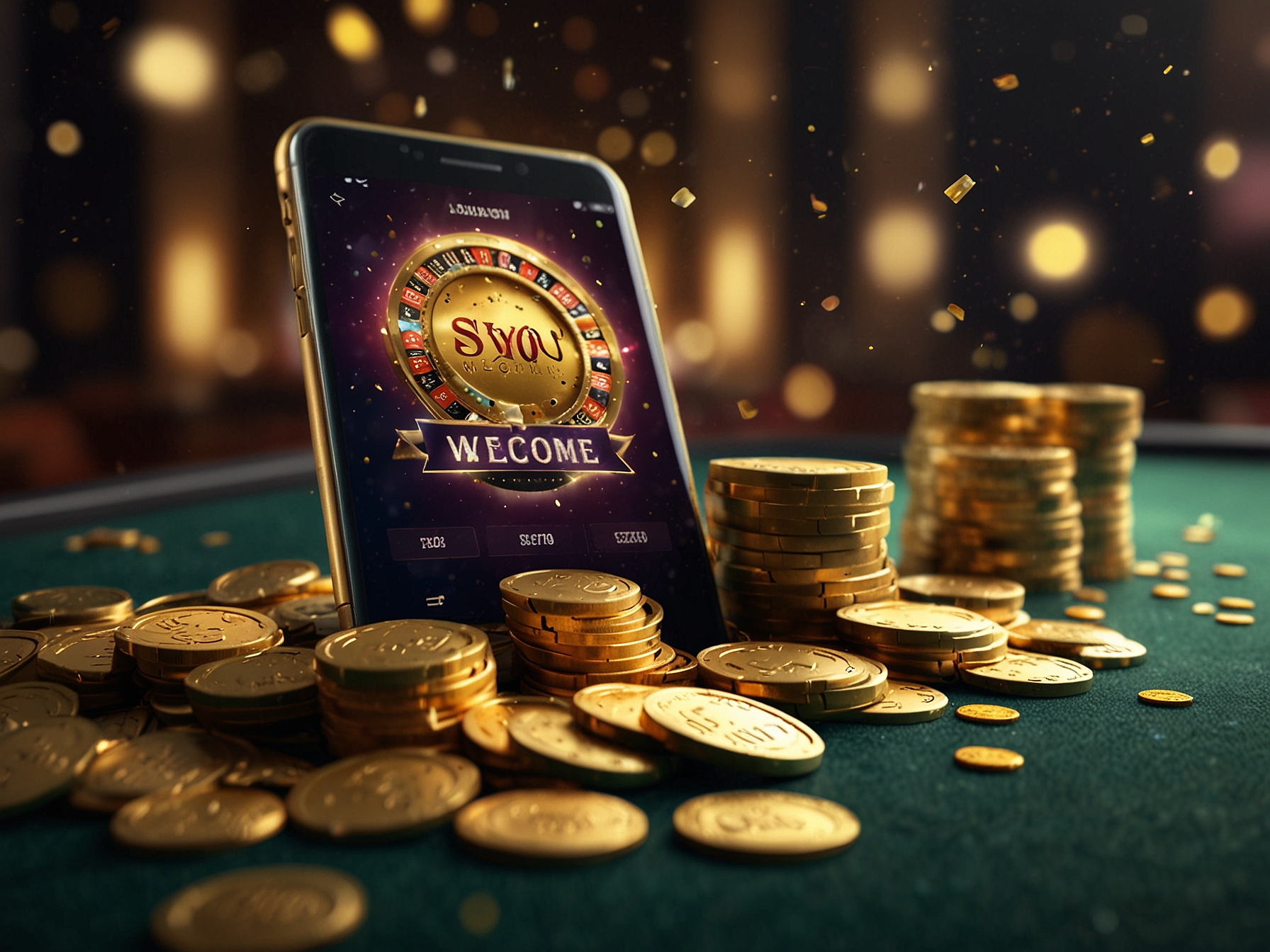 Welcome bonus illustration with coins and confetti